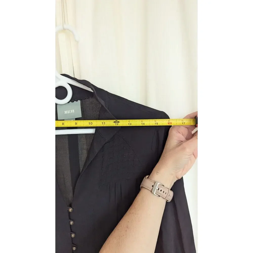 Anthropologie Maeve Ceycan Tunic M Retails $150 Black Flowy Goth Boho - Picture 7 of 11